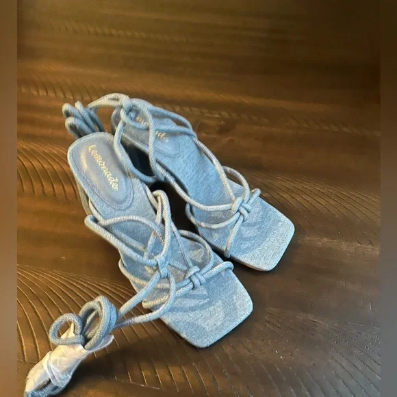 Denim strappy block heel - Picture 2 of 4